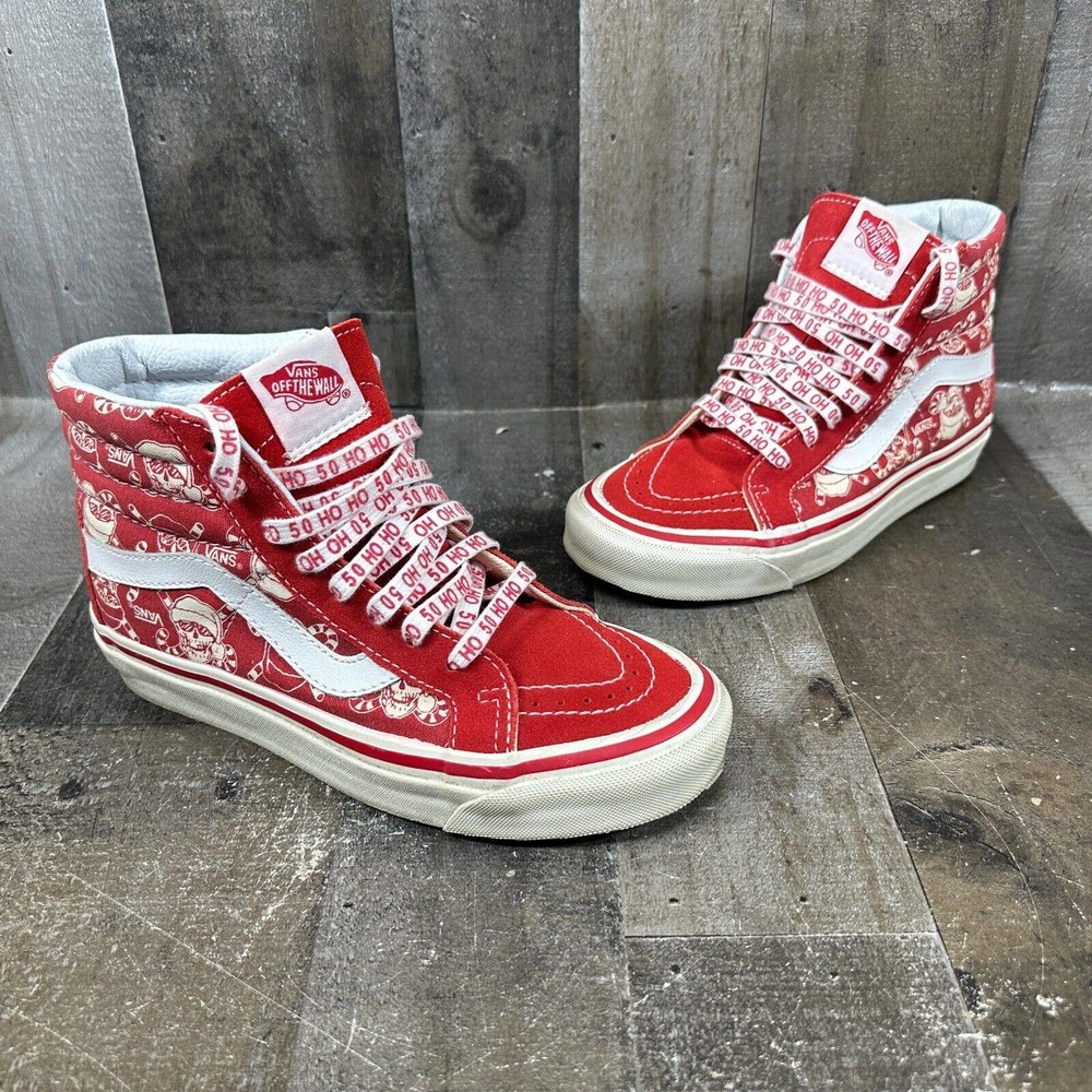 Vans Van Doren 50th Anniversary High-Top Shoes Ho Ho Skull Candy Cane Womens‎ 6